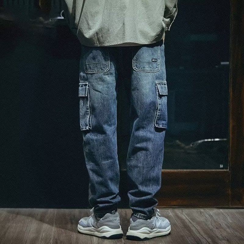 Washed Distressed Jeans 2026 Spring Autumn New Youth Men's Loose Straight Retro Streetwear Stretch Pants - Image 2