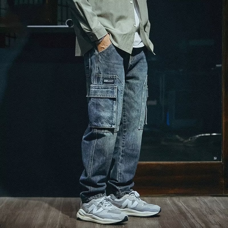 Washed Distressed Jeans 2026 Spring Autumn New Youth Men's Loose Straight Retro Streetwear Stretch Pants - Image 1