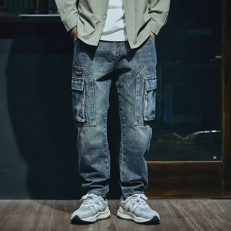 Washed Distressed Jeans 2026 Spring Autumn New Youth Men's Loose Straight Retro Streetwear Stretch Pants - Image 4