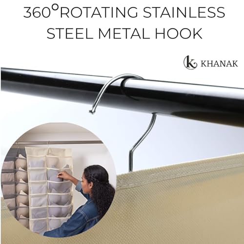 KHANAK Plastic 30 Pockets Double Sided Clear Hanging Bag Underwear Bra Socks Hanger Clothing Storage Organizer Wall Hanging Closet Shelves Clothing Storage Pockets (Ivory) - Image 5