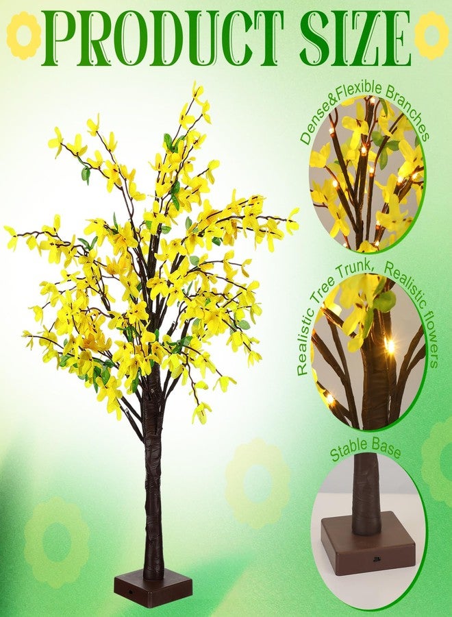 Baquler 2 Pcs Fake Forsythia Tree Lamp Artificial Yellow Flowers Tree Lamp Forsythia Stems Birch Tree with LED Lights Spring Artificial Stem Flowers for Easter Home Party Wedding Holiday Spring Decor - Image 3