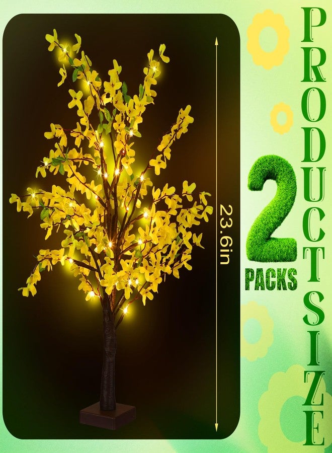 Baquler 2 Pcs Fake Forsythia Tree Lamp Artificial Yellow Flowers Tree Lamp Forsythia Stems Birch Tree with LED Lights Spring Artificial Stem Flowers for Easter Home Party Wedding Holiday Spring Decor - Image 2