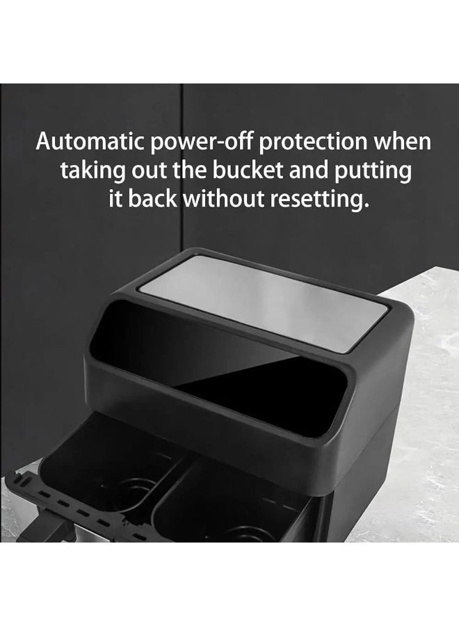 دينكس مقلاة هوائية DENX DX2091 بسلتين مزدوجتين سعة 8 لتر - سعة 4 لتر + 4 لتر، تحكم رقمي بقوة 2400 واط، درجة حرارة قابلة للتعديل من 80 إلى 200 درجة مئوية، مؤقت 60 دقيقة، طهي صحي بدون زيت، سلال غير لاصقة، مناسبة لوجبات عائلية، سهلة التنظيف. - Image 4