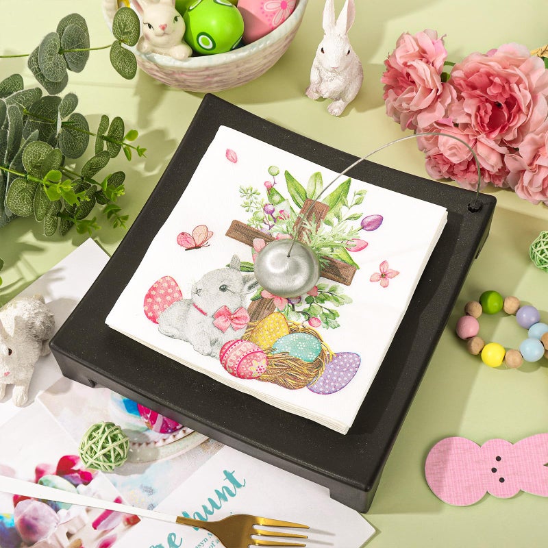 Whaline مناديل ورقية للاحتفال بعيد الفصح من واهلين 80 قطعة مع تصميم بيض وأرنب وصليب للاستخدام مرة واحدة لمستلزمات حفلات العشاء وزهور الأرنب في الربيع للمنزل والمطبخ - Image 4