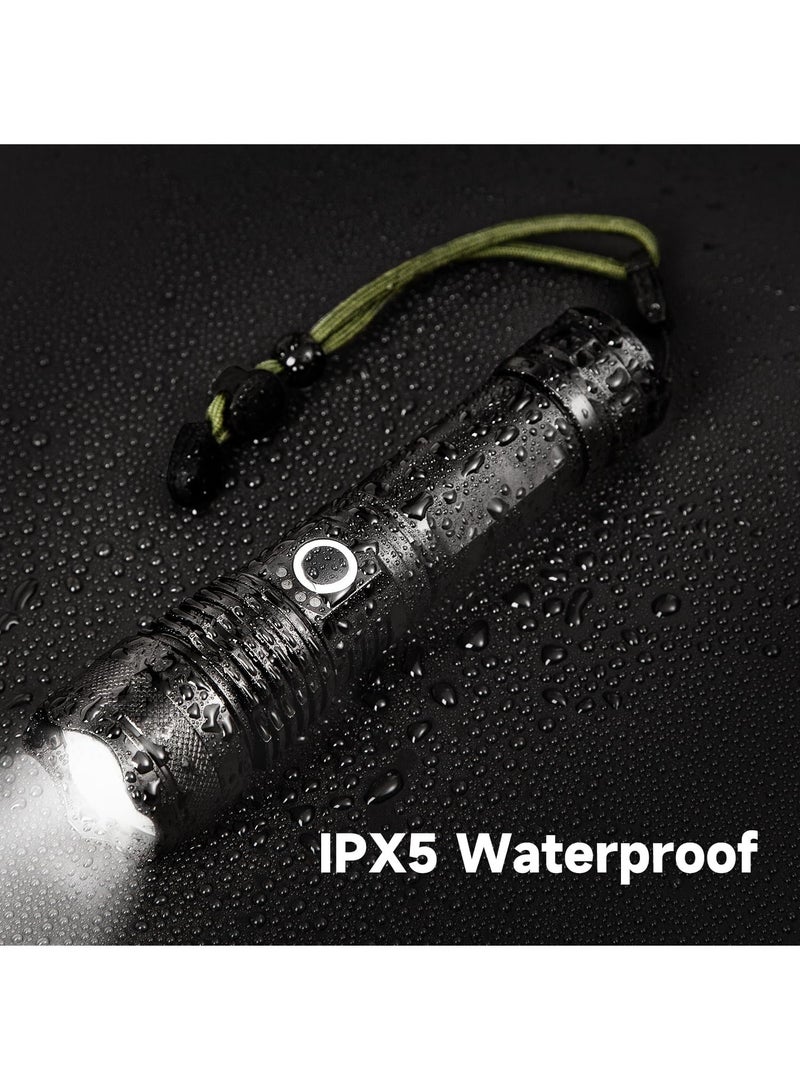 Rechargeable LED Flashlights, Super Bright Zoomable Flashlight with 5 Modes, Adjustable High Lumens IP53 Waterproof Torch Light, Handheld Light with 26650 Battery Camping Outdoor Emergency - Image 4