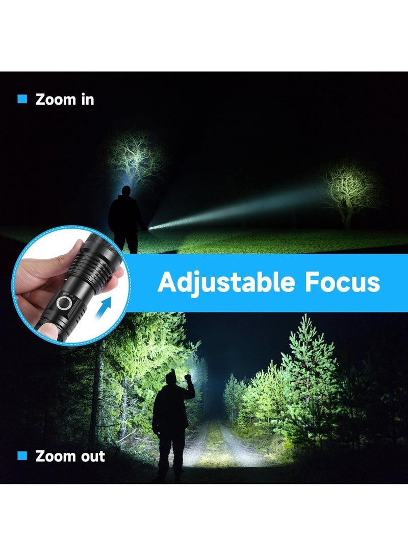 Rechargeable LED Flashlights, Super Bright Zoomable Flashlight with 5 Modes, Adjustable High Lumens IP53 Waterproof Torch Light, Handheld Light with 26650 Battery Camping Outdoor Emergency - Image 3