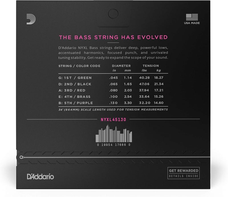 D'Addario NYXL Bass Guitar Strings 5-String Set - Image 2