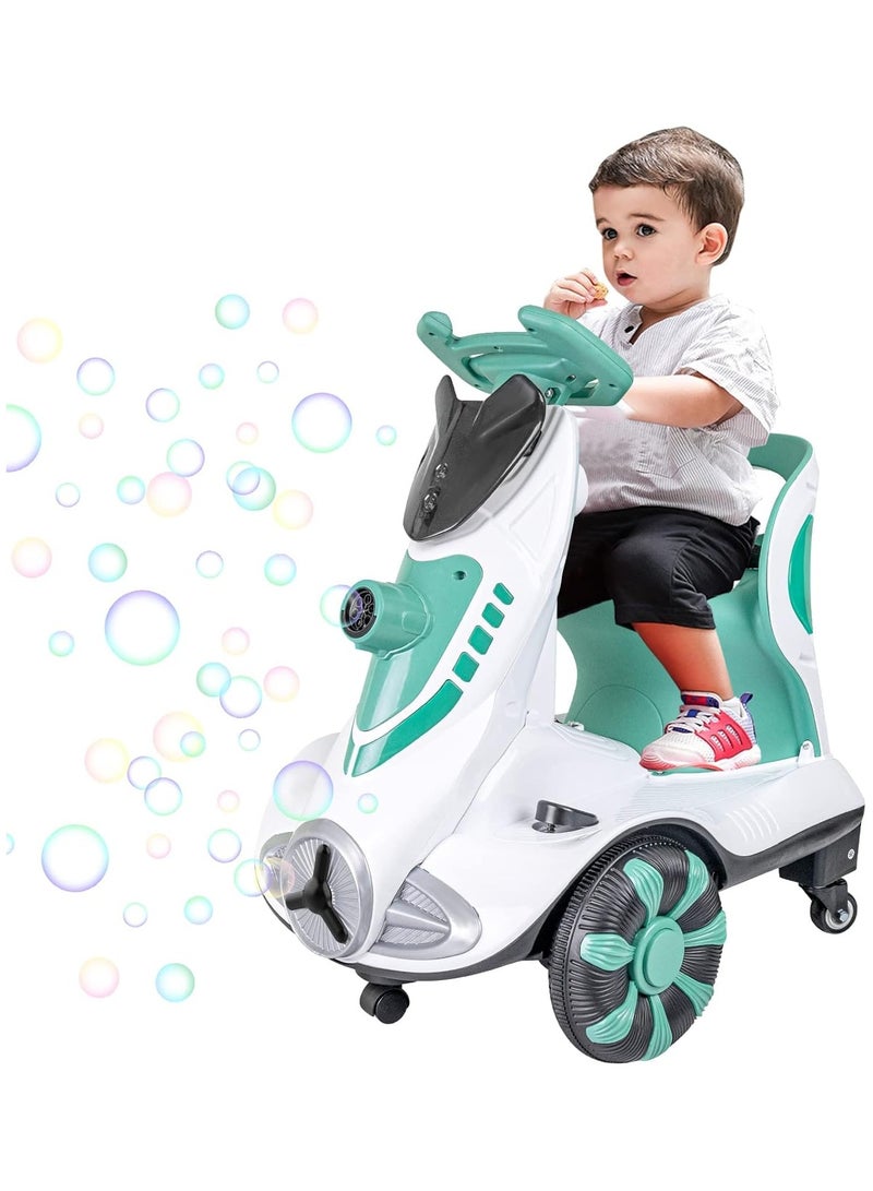 IBAMA 6V Dual Motor Kids Ride-On Car with Bubble Maker, Music & LED Lights | Push & Ride Electric Vehicle for Boys & Girls, Max Weight 50lbs, Age 3-5 Years | Green - Image 2