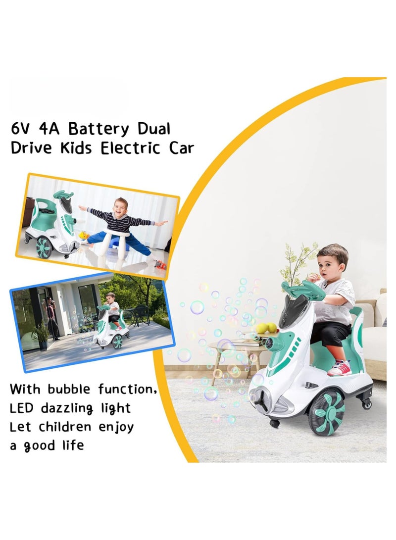 IBAMA 6V Dual Motor Kids Ride-On Car with Bubble Maker, Music & LED Lights | Push & Ride Electric Vehicle for Boys & Girls, Max Weight 50lbs, Age 3-5 Years | Green - Image 3
