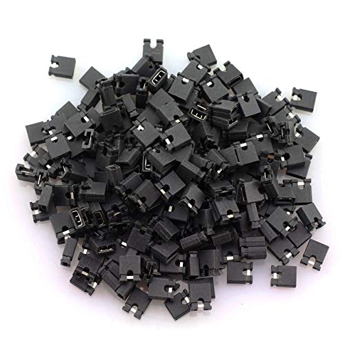 MEETOOT 200PCS 2.54mm Standard Pin Header Jumper Cap Short Connection Block Circuit Board Shunts Short Circuit Cap for Hard Drive CD DVD Motherboards DIY Accessories Black - Image 1