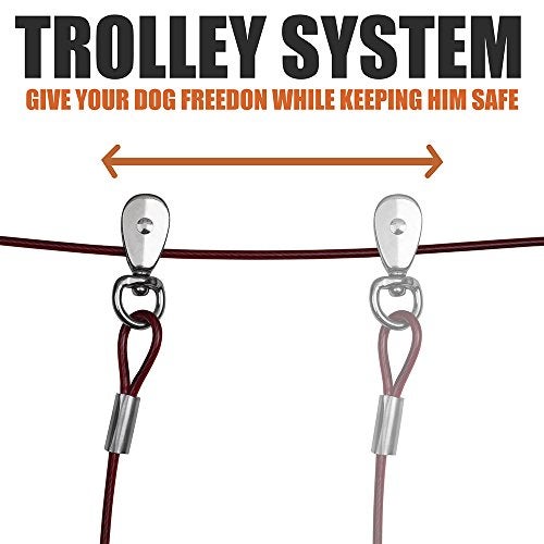 BV Dog Aerial Trolley System Tie Out for Yard - 60ft Dog Run Cable with 10ft Pulley Runner Lead - Heavy Duty Reflective Cable for Dogs up to 125 lbs, Rust-Resistant & Tangle-Free Outdoor Runner - Image 4
