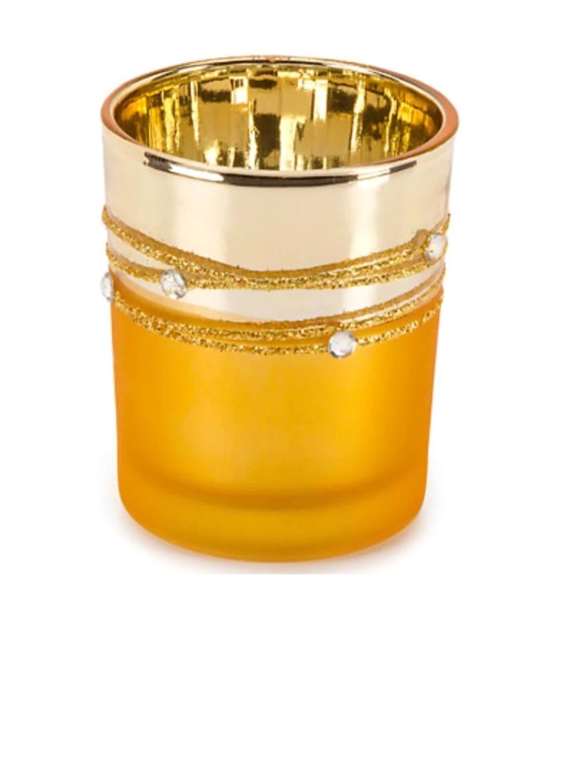 David Tutera - David Tutera Glass Votives Gold Plated with Rhinestones - Image 1
