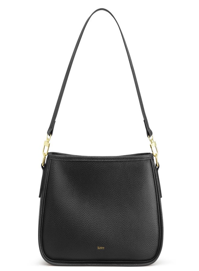 Kattee Shoulder Purse for Women, Medium Leather Black Crossbody Bags Trendy, Clutch Hanbags Purses, Small Hobo Bags with 2 Removable Straps - Image 1