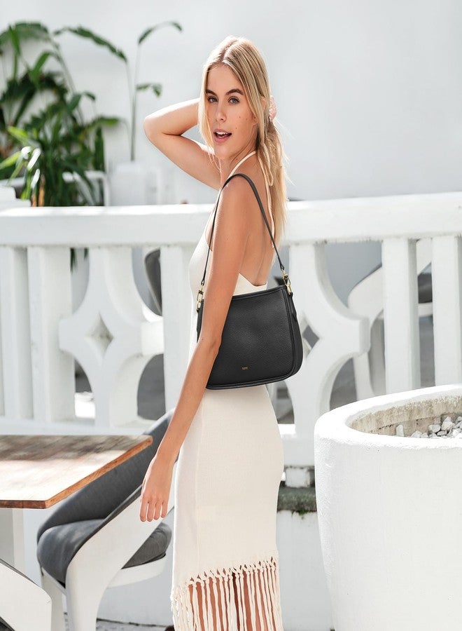 Kattee Shoulder Purse for Women, Medium Leather Black Crossbody Bags Trendy, Clutch Hanbags Purses, Small Hobo Bags with 2 Removable Straps - Image 2