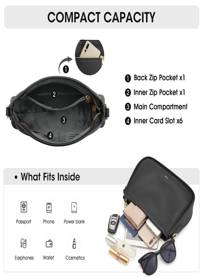 Kattee Shoulder Purse for Women, Medium Leather Black Crossbody Bags Trendy, Clutch Hanbags Purses, Small Hobo Bags with 2 Removable Straps - Image 4