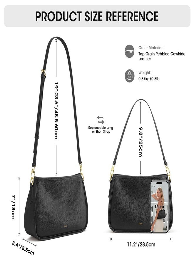 Kattee Shoulder Purse for Women, Medium Leather Black Crossbody Bags Trendy, Clutch Hanbags Purses, Small Hobo Bags with 2 Removable Straps - Image 3