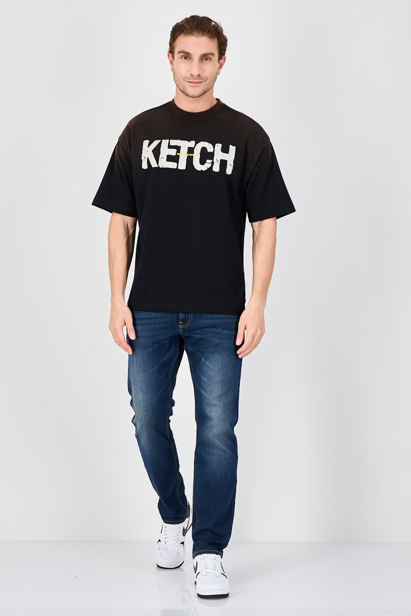 Ketch Men Crew Neck Short Sleeve Brand Logo T-Shirt, Black - Image 4