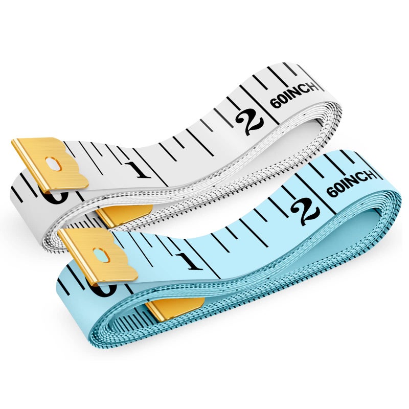 iBayam Tape Measure, iBayam Soft Ruler 60-Inch Double-Sided Measuring Tape or Body Weight Loss Fabric Sewing Tailor Cloth Vinyl Measurement Craft Supplies, 2-Pack White, Blue - Image 1