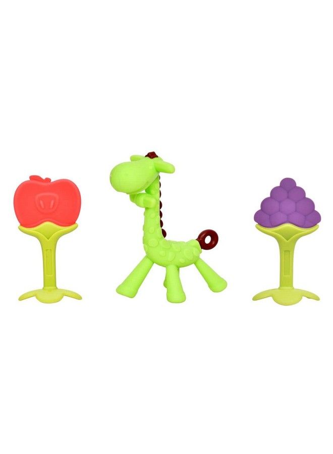 Tinny Tots Baby Soft Silicone Fruit Shaped Teether Teething Toys For Baby Textured Molar Teeth Teether Massage For Infants Dental Care With Soft Giraffe Shaped Teether(Design 100) - Image 2
