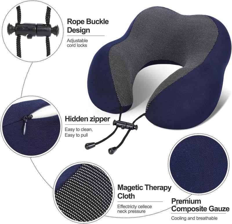 Travel Pillow Premium Memory Foam, Comfortable & Supportive Neck Pillow, Sleeping Neck Pillows for Travel, Airplane Pillow for Sleeping Airplane, Car, Office and Home（Dark Grey） - Image 4