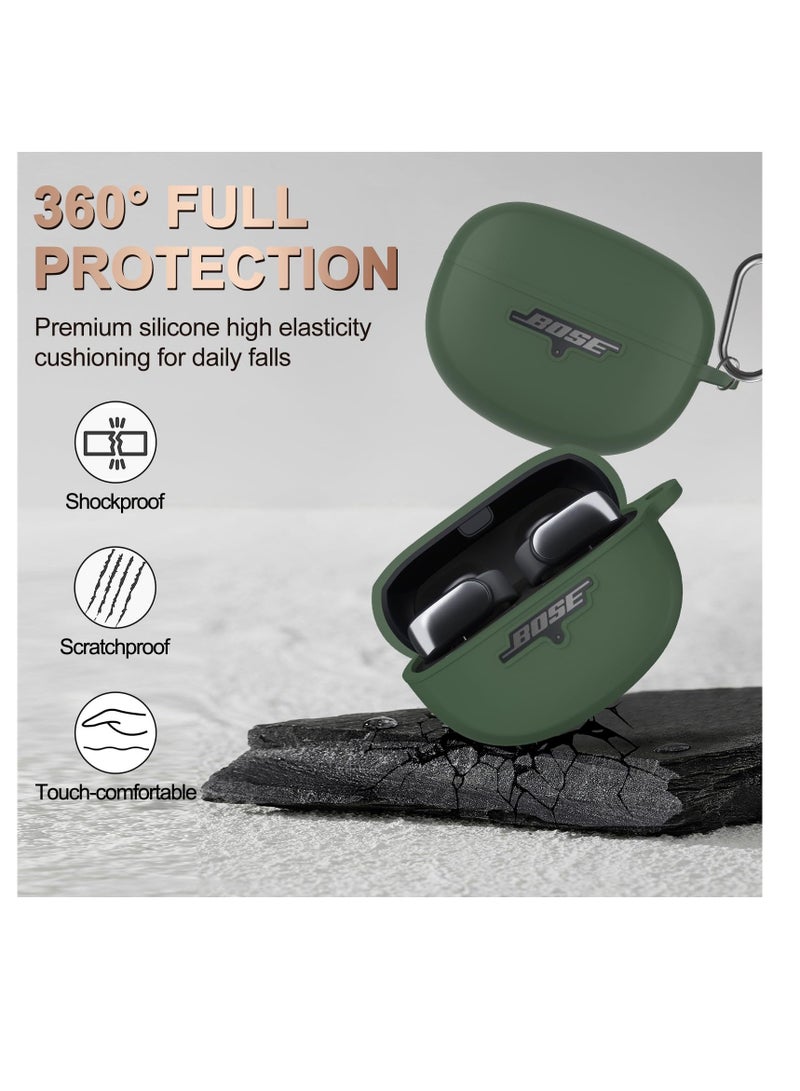 Excefore Silicone Case Cover for Bose Ultra Open Earbuds, Shockproof Full Protective Soft Case for Bose Open Ear Wireless Earbuds with Carabiner, Front LED Logo Visible, Green - Image 4