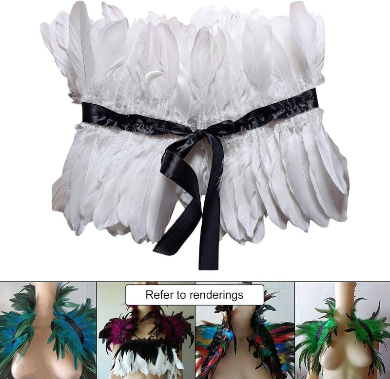 klarako Faux Feather Shrug Capes Plume Gothic Feather Tops Raven wing Witch Black Swan for Cosplay Parties Women Costume Halloween Aldult - Image 2