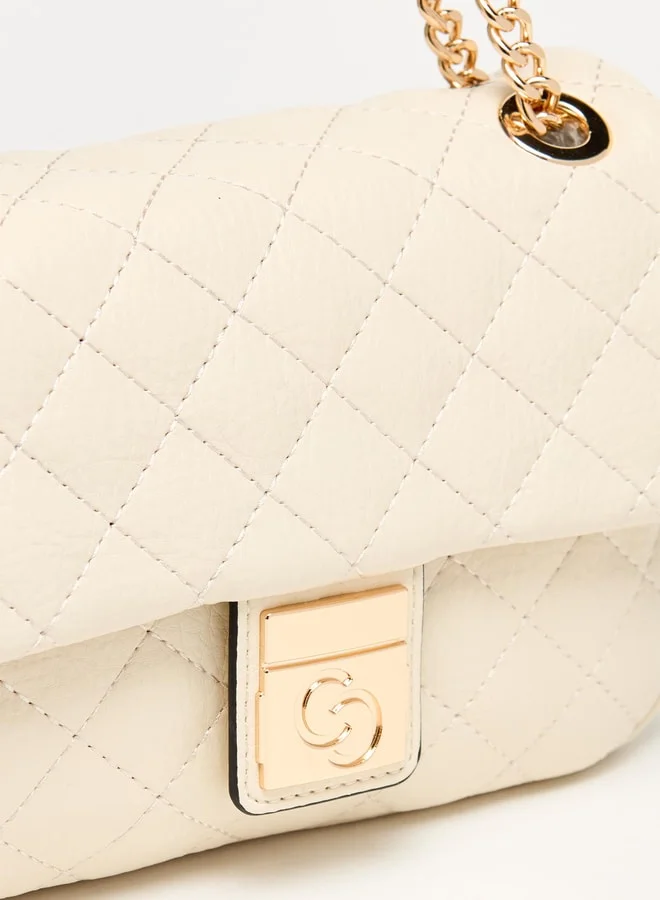 سيليست Women Quilted Crossbody Bag with Button Closure and Chain Strap