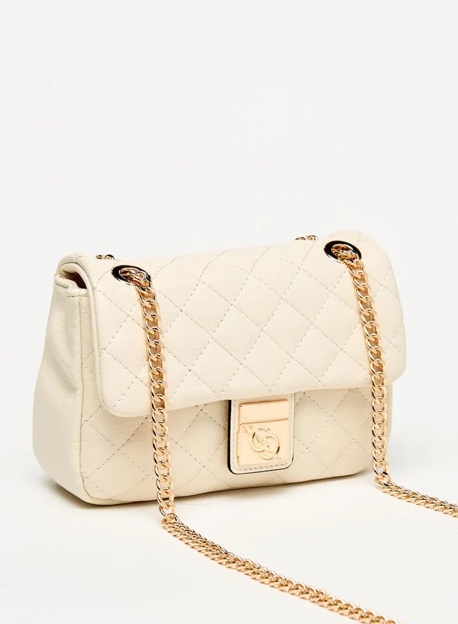 سيليست Women Quilted Crossbody Bag with Button Closure and Chain Strap