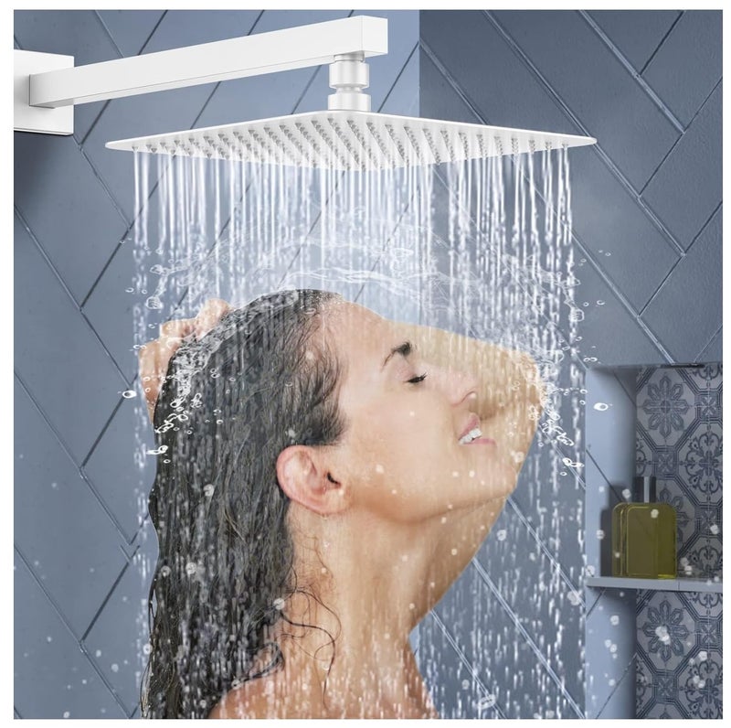 CLINTON دش علوي من الفولاذ المقاوم للصدأ 304 بتصميم أنيق للغاية مع ذراع دش ثقيل وحافة جدارية | دش مطري للحمام (كروم، 6 بوصة دش 12 بوصة ذراع) - Image 1