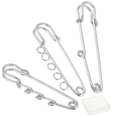 SUNNYCLUE 1 Box Safety Brooch Kilt Pins Findings with Holes Large Clutch Tie Needles Pins Clasp Kit for DIY Jewellery Badge Tie Clothes Crafting Jewelry Buckle, Silver - Image 1