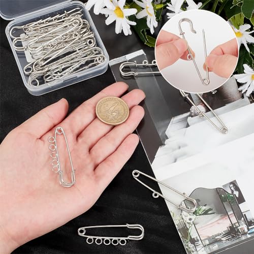 SUNNYCLUE 1 Box Safety Brooch Kilt Pins Findings with Holes Large Clutch Tie Needles Pins Clasp Kit for DIY Jewellery Badge Tie Clothes Crafting Jewelry Buckle, Silver - Image 3