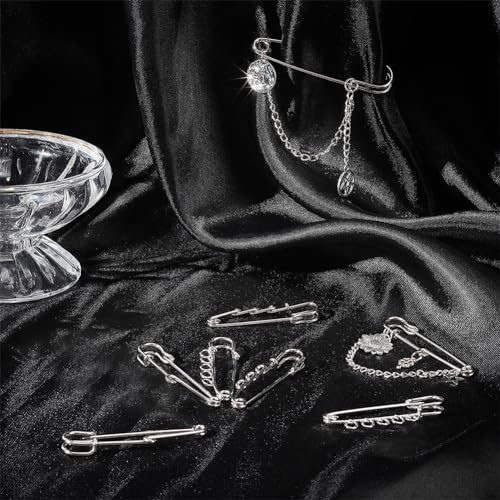 SUNNYCLUE 1 Box Safety Brooch Kilt Pins Findings with Holes Large Clutch Tie Needles Pins Clasp Kit for DIY Jewellery Badge Tie Clothes Crafting Jewelry Buckle, Silver - Image 5