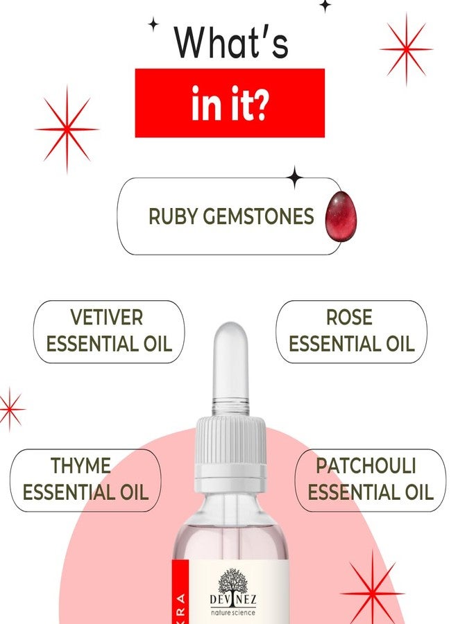 Devinez Root Chakra (Muladhara) Essential Oil, (15ml) - Diffuser Blend, with Ruby Gemstone - Aromatherapy Oil for Chakra Balance, Meditation, Yoga, Reiki & Healing - Image 4