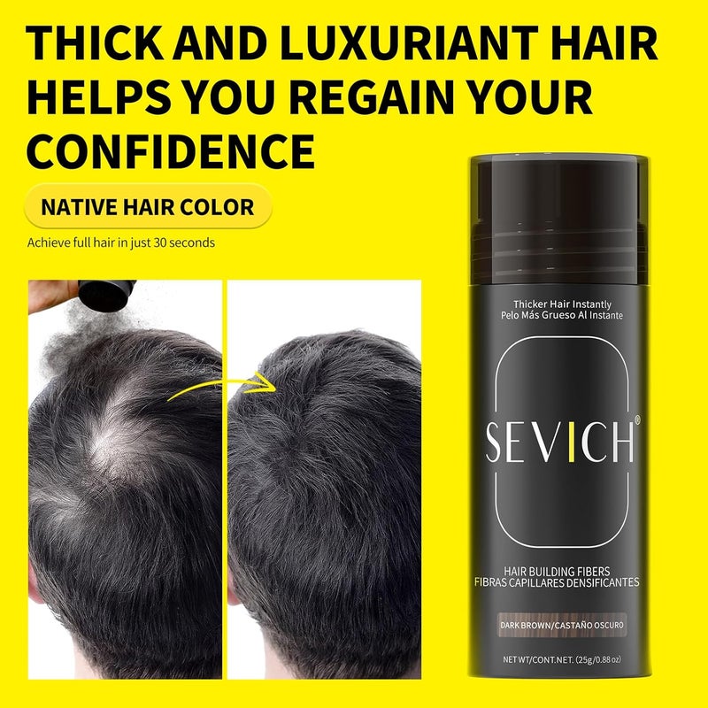 Sevich Hair Fibers for Thinning Hair, Hair Building Fibers Instantly Thicker & Fuller Look,Hair Powder for Men & Women 25g Dark brown - Image 4