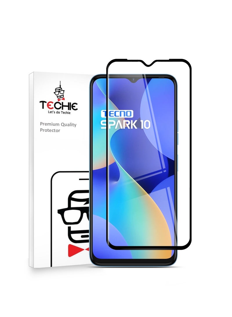 Techie زجاج واقي للشاشة بتكنولوجيا 5D كامل القاعدة مع صلابة 9H وبدون فقاعات لجهاز تيكنو سبارك 10 - مقاوم للخدوش وبصمات الأصابع - Image 1