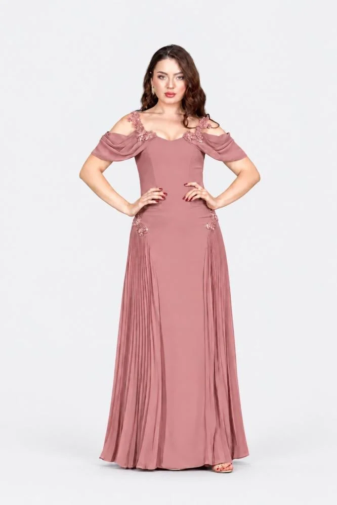 Opera Fashion Pink Chiffon and Crepe Long Evening Dress