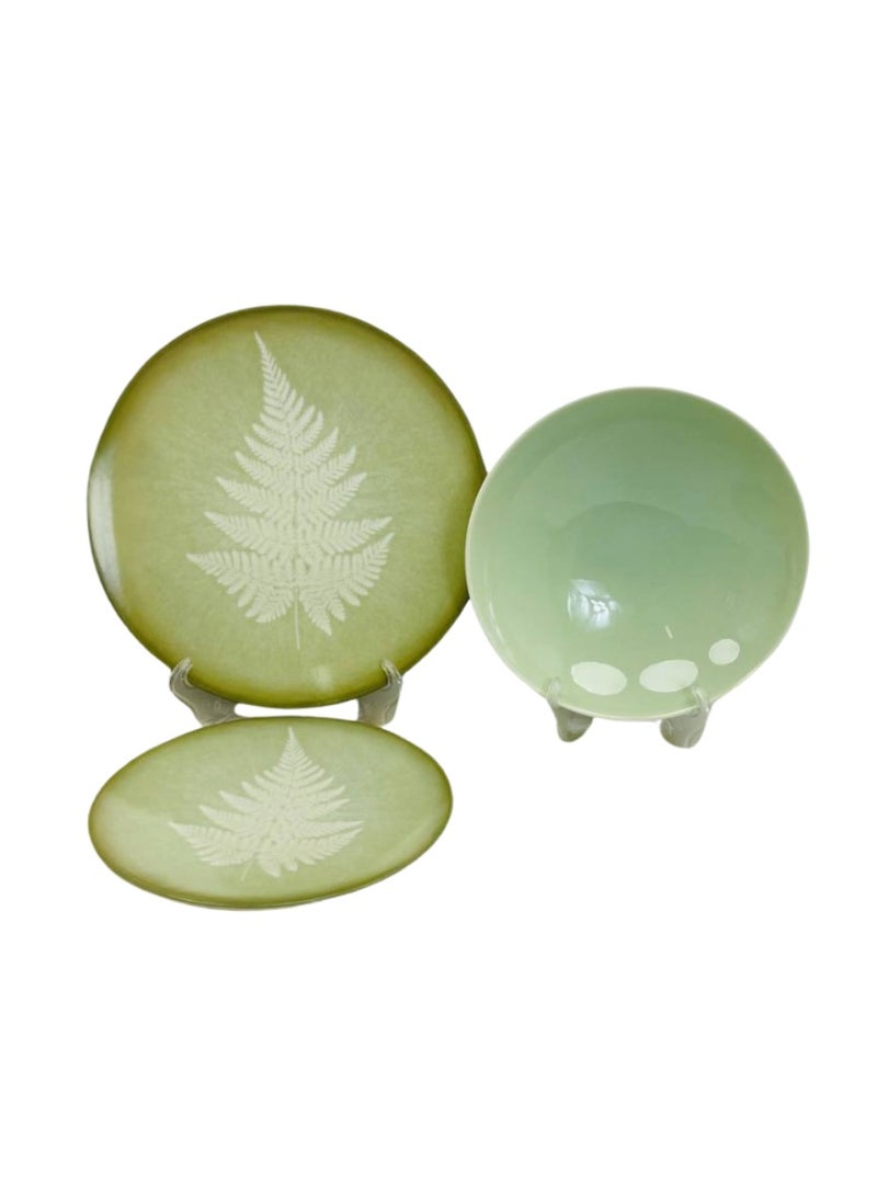 Lotus 18-piece porcelain dinner set, microwave and dishwasher safe.