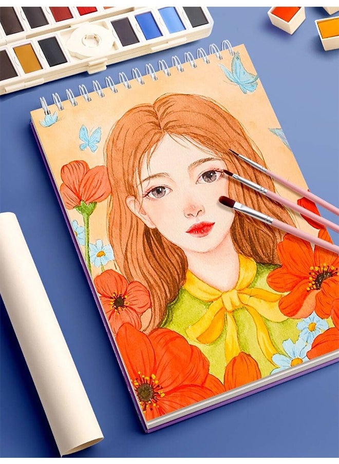 دفتر رسم سميك لطلاب الفن، دفتر رسم للرسم، كتاب فارغ عالي الجودة يحتوي على 60 ورقة من ورق الرسم 16K ، مناسب للرسم بالزيت و الرسم بالقلم الرصاص،7.4x10.4 بوصة