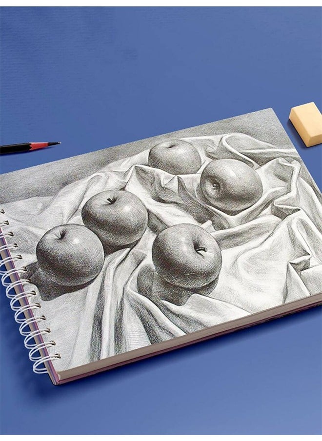 دفتر رسم سميك لطلاب الفن، دفتر رسم للرسم، كتاب فارغ عالي الجودة يحتوي على 60 ورقة من ورق الرسم 16K ، مناسب للرسم بالزيت و الرسم بالقلم الرصاص،7.4x10.4 بوصة