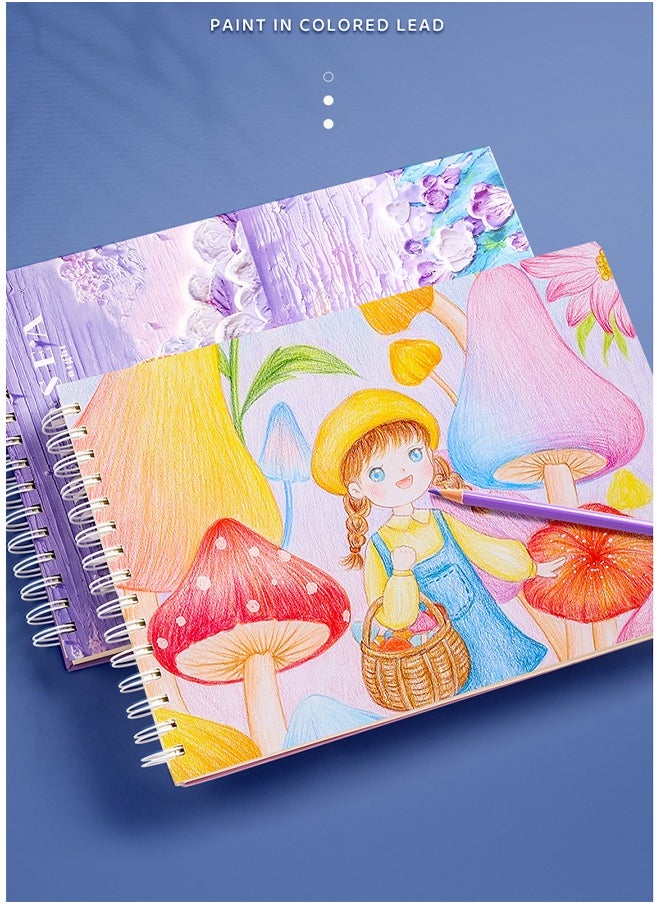 دفتر رسم سميك لطلاب الفن، دفتر رسم للرسم، كتاب فارغ عالي الجودة يحتوي على 60 ورقة من ورق الرسم 16K ، مناسب للرسم بالزيت و الرسم بالقلم الرصاص،7.4x10.4 بوصة