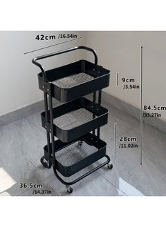 Generic Steel trolley, 3-tier multi-purpose, black color  - Image 3