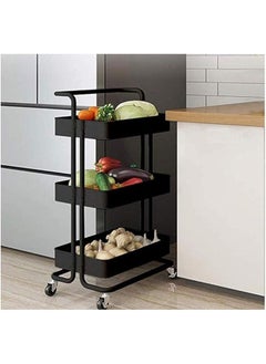 Generic Steel trolley, 3-tier multi-purpose, black color  - Image 2