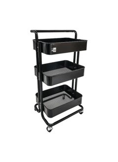 Generic Steel trolley, 3-tier multi-purpose, black color  - Image 4