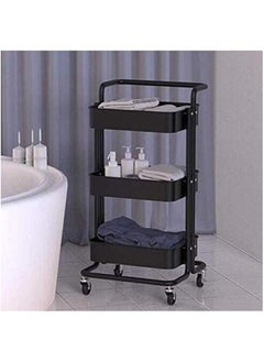 Generic Steel trolley, 3-tier multi-purpose, black color  - Image 1