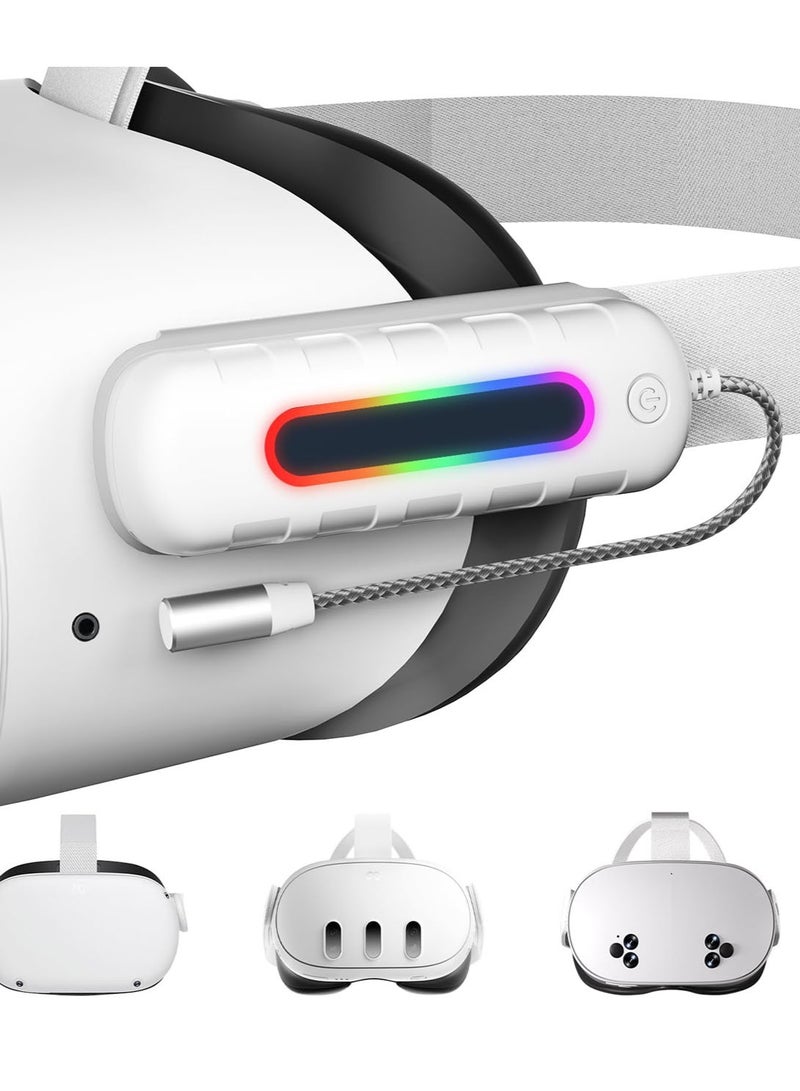 Battery Pack for Meta Quest 2/3/3s, 5000mAh Extended Power with Multi-Colors RGB Lights, Lightweight and Portable VR Extend Power Accessories for Extra 2-4H Playtime  - Image 1