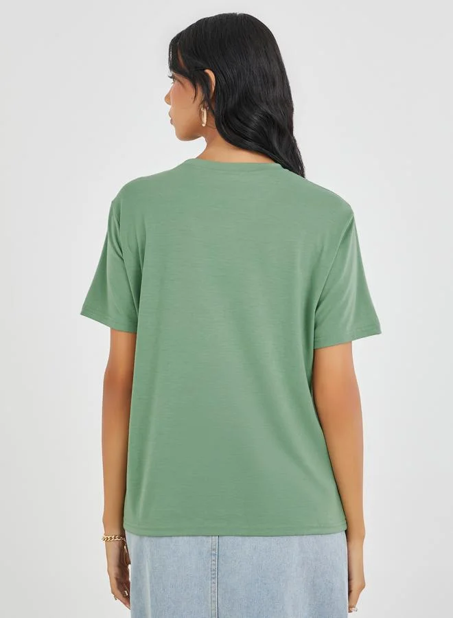 Take Two Take Two Embroidered Slogan Oversized T-Shirt