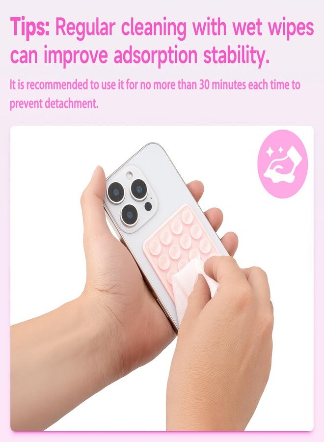 Yojaro 4Pack Silicone Suction Phone Case Mount, Silicon Adhesive Smartphones Stand Sticky, Hands-Free Phone Accessories Holder for Selfies and Videos (Black & White & Translucent & Light Pink) - Image 5