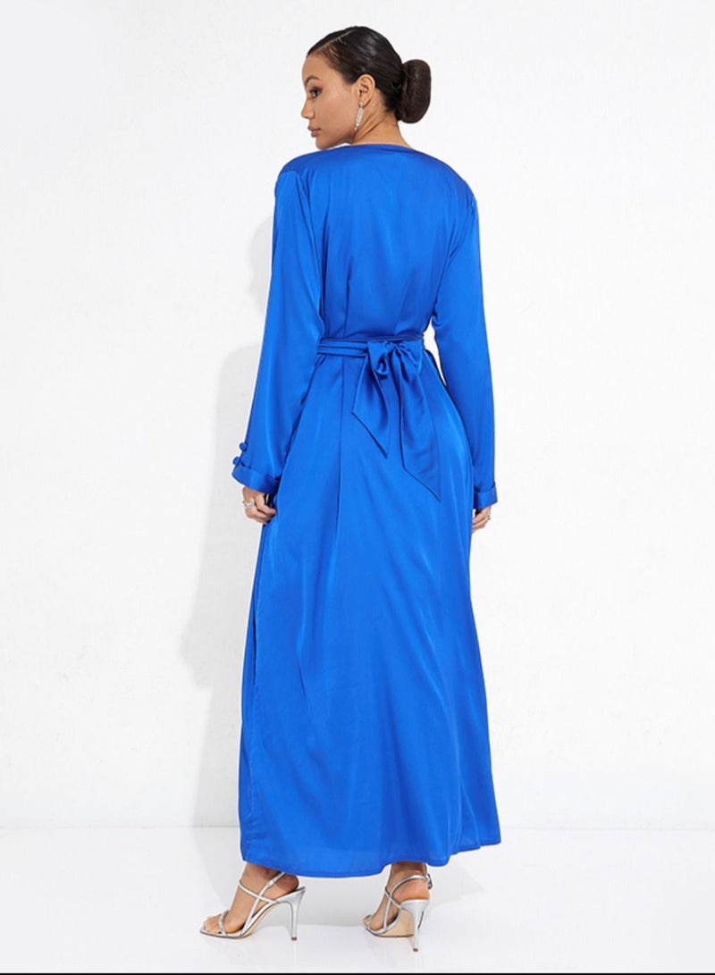 Rosette Abaya Bright blue Abaya - Image 3