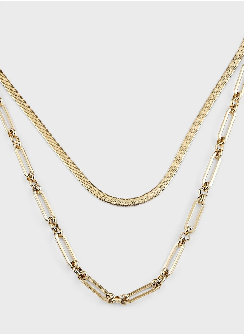 ليدي موف JORGA SNAK E & PAPERCLIP CHAIN NECKLACE