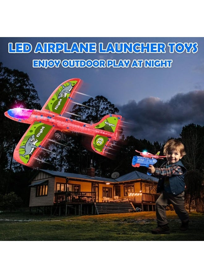 Bigdream 6 Pack LED Airplane Launcher Toys with 2 Launchers, 2 Flight Mode Glider Catapult Plane with Stickers, Flying Outdoor Toys for 3 4 5 6 7 8 9 10 11 12 Year Old Kids Boys Girls Birthday Gifts  - Image 2